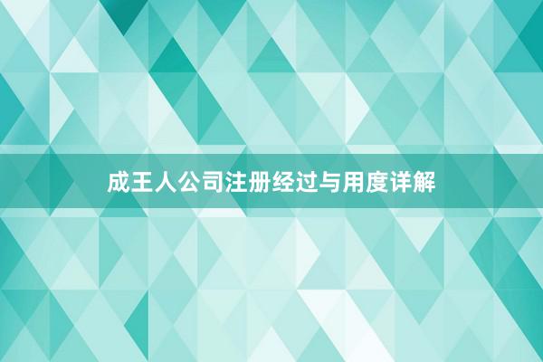 成王人公司注册经过与用度详解